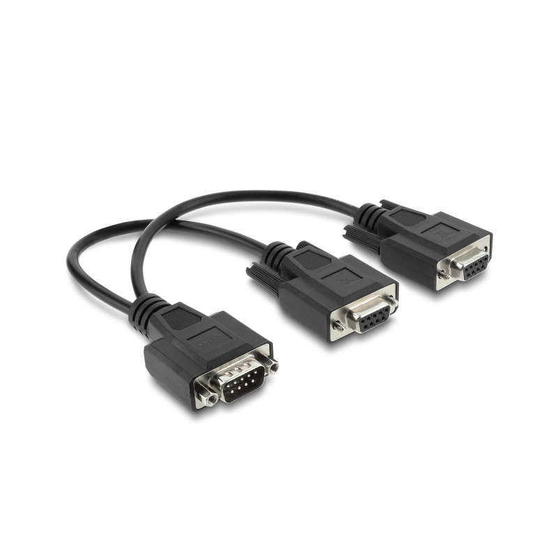 Delock Adapter Y-Kabel D-Sub9 1 x Stecker mit Muttern zu 2 x Buchse mit Schrauben 25 cm