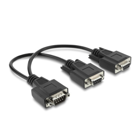 Delock Adapter Y-Kabel D-Sub9 1 x Stecker mit Muttern zu 2 x Buchse mit Schrauben 25 cm