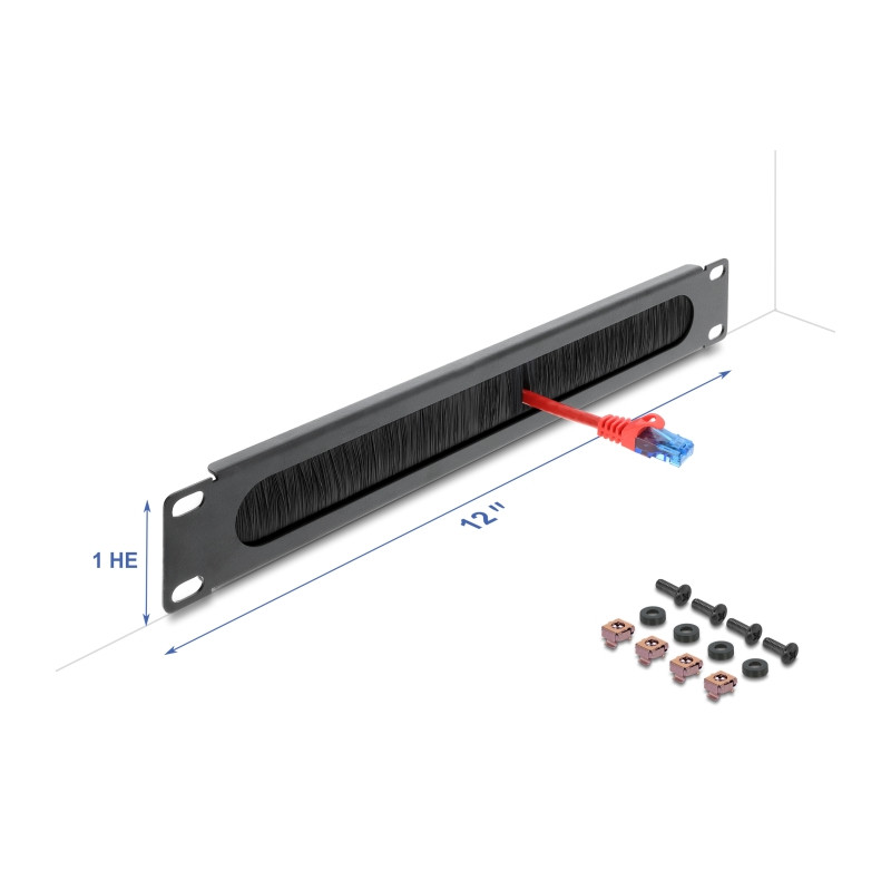 Delock 12″ Kabelmanagement Bürstenleiste 1 HE dunkelgrau