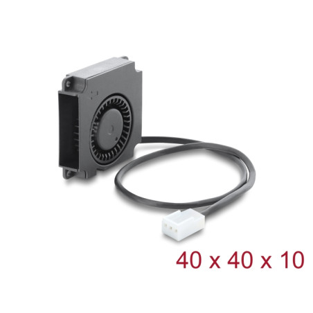 Delock Radiallüfter / Lüftergebläse 12 V DC 40 x 40 x 10 mm mit 3-Pin Lüfteranschluss, schwarz