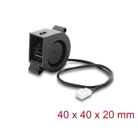 Delock Radiallüfter / Lüftergebläse 12 V DC 40 x 40 x 20 mm mit 3-Pin Lüfteranschluss, schwarz