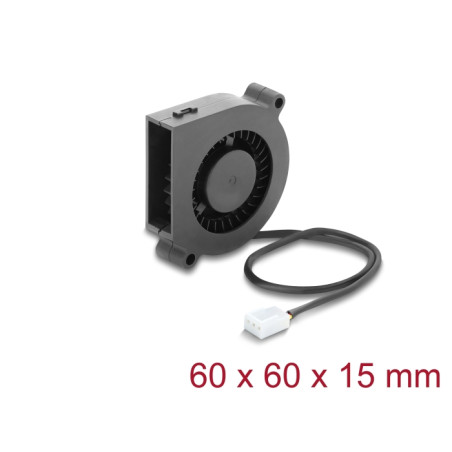 Delock Radiallüfter / Lüftergebläse 12 V DC 60 x 60 x 15 mm mit 3-Pin Lüfteranschluss, schwarz