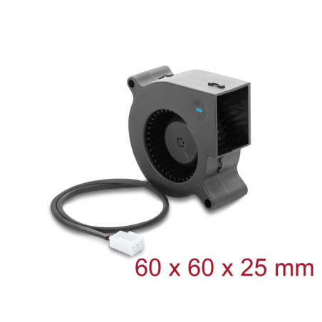 Delock Radiallüfter / Lüftergebläse 12 V DC 60 x 60 x 25 mm mit 3-Pin Lüfteranschluss, schwarz