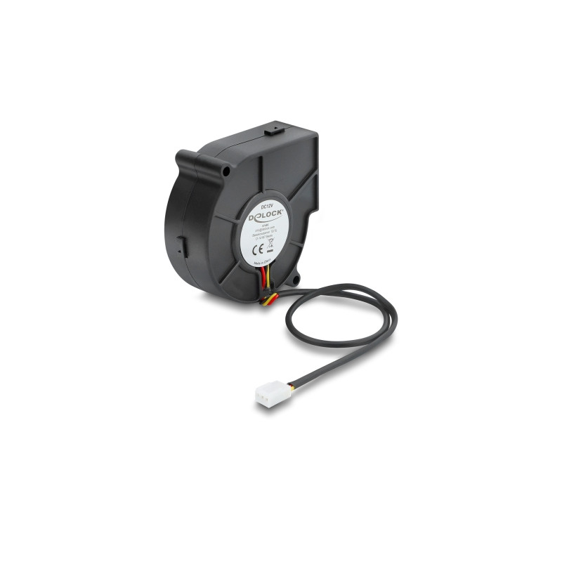 Delock Radiallüfter / Lüftergebläse 12 V DC 75 x 75 x 30 mm mit 3-Pin Lüfteranschluss, schwarz