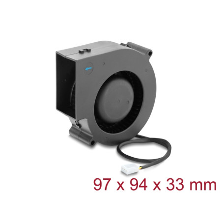 Delock Radiallüfter / Lüftergebläse 12 V DC 97 x 94 x 33 mm mit 3-Pin Lüfteranschluss, schwarz