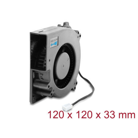 Delock Radiallüfter / Lüftergebläse 12 V DC 120 x 120 x 33 mm mit 3-Pin Lüfteranschluss, schwarz