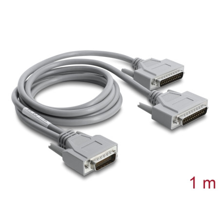 Delock Adapter Y-Kabel Seriell RS-232 LFH D-Sub HD 60 Pin Stecker zu 2 x D-Sub 25 Stecker 1 m grau