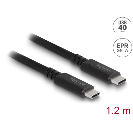 Delock USB4™ 40 Gbps Kabel koaxial 1,2 m USB PD 3.1 Extended Power Range 240 W