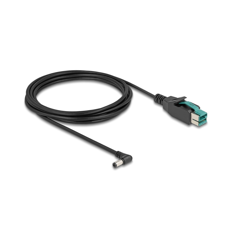 Delock PoweredUSB Kabel Stecker 12 V zu DC 5,5 x 2,1 mm Stecker gewinkelt 3 m