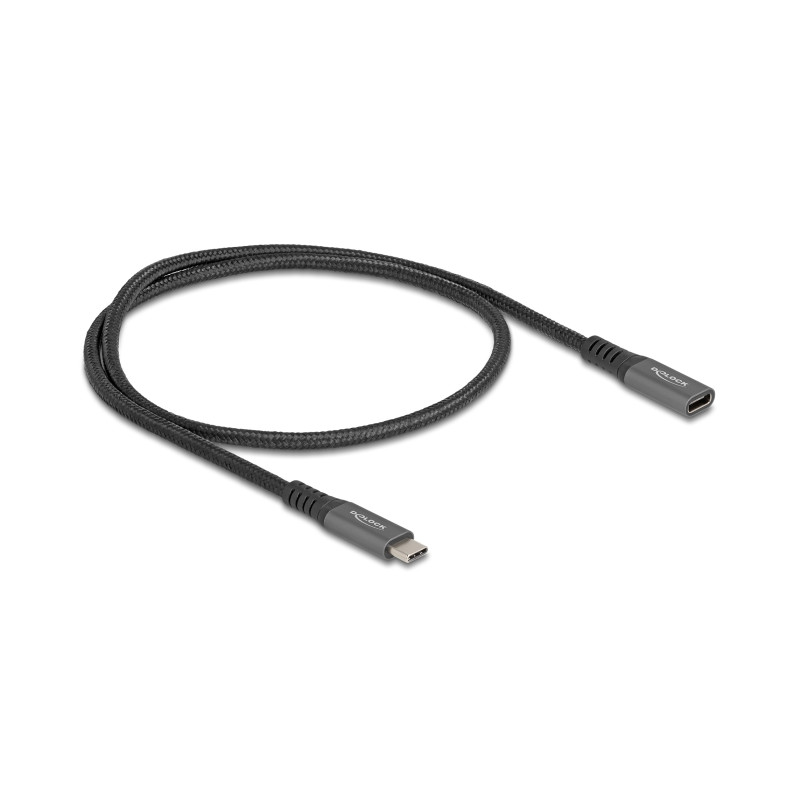 Delock USB 10 Gbps Verlängerungskabel USB Type-C™ Stecker zu Buchse PD 3.0 100 W 0,5 m grau Metall