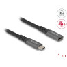 Delock USB 10 Gbps Verlängerungskabel USB Type-C™ Stecker zu Buchse PD 3.0 100 W 1 m grau Metall
