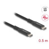 Delock USB 20 Gbps Kabel USB Type-C™ Stecker zu Stecker PD 3.0 100 W E-Marker 0,5 m schwarz Metall