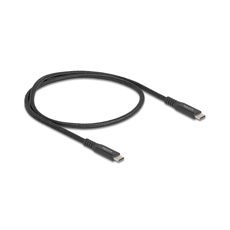Delock USB 20 Gbps Kabel USB Type-C™ Stecker zu Stecker PD 3.0 100 W E-Marker 0,5 m schwarz Metall
