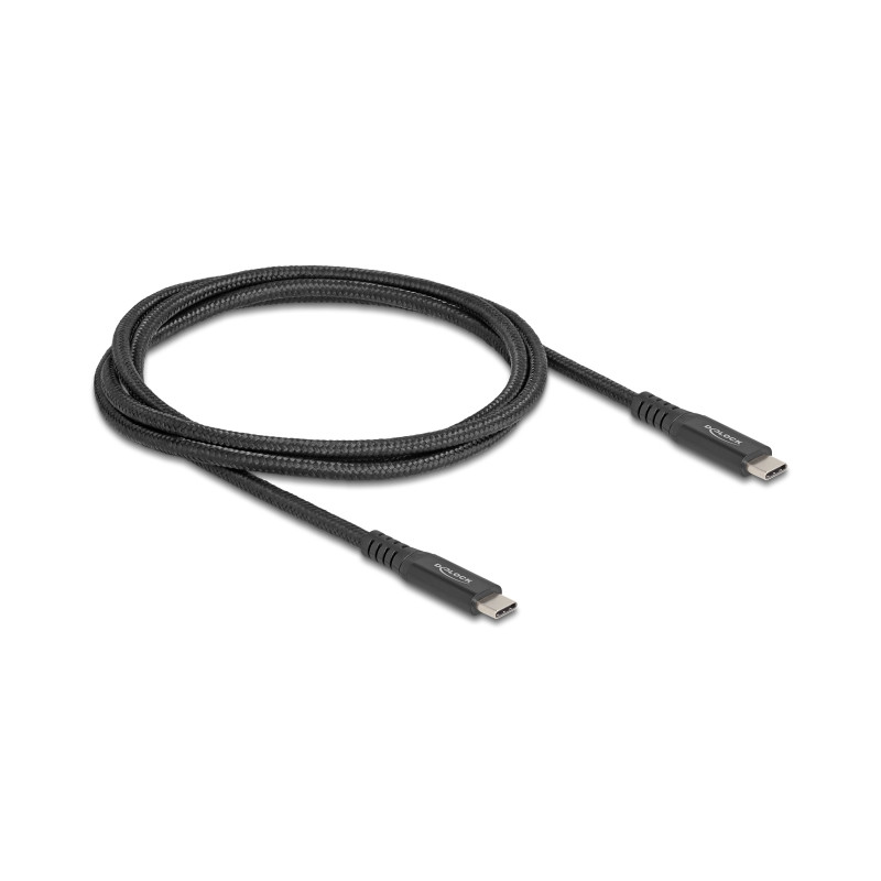 Delock USB 20 Gbps Kabel USB Type-C™ Stecker zu Stecker PD 3.0 100 W E-Marker 1 m schwarz Metall