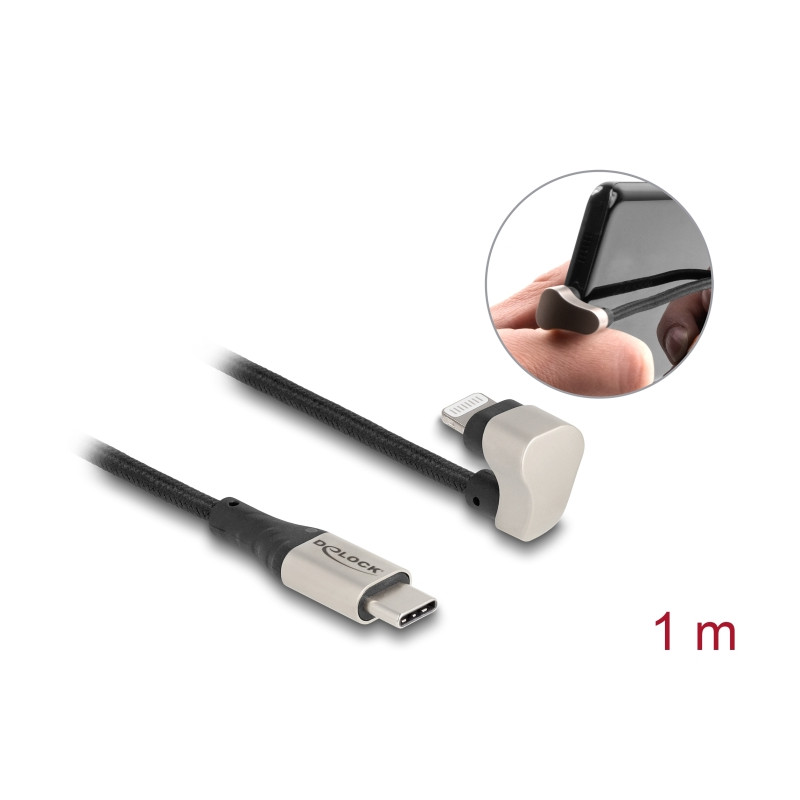 Delock Daten- und Ladekabel USB Type-C™ zu Lightning™ für iPhone™ und iPad™ 180° gewinkelt 1 m MFi