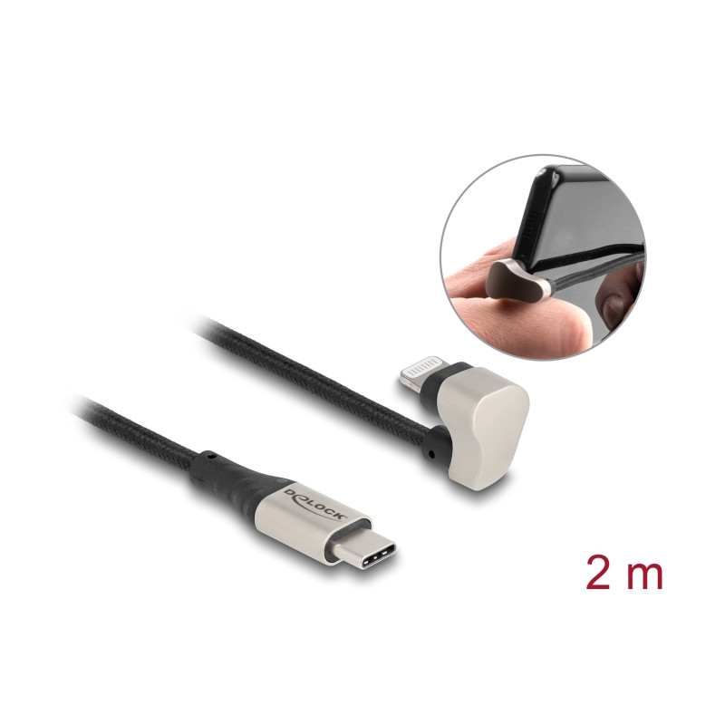 Delock Daten- und Ladekabel USB Type-C™ zu Lightning™ für iPhone™ und iPad™ 180° gewinkelt 2 m MFi