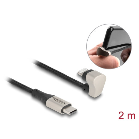 Delock Daten- und Ladekabel USB Type-C™ zu Lightning™ für iPhone™ und iPad™ 180° gewinkelt 2 m MFi