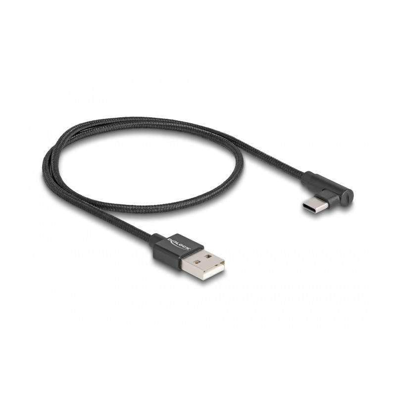 Delock USB 2.0 Kabel Typ-A Stecker zu USB Type-C™ Stecker gewinkelt 0,5 m schwarz