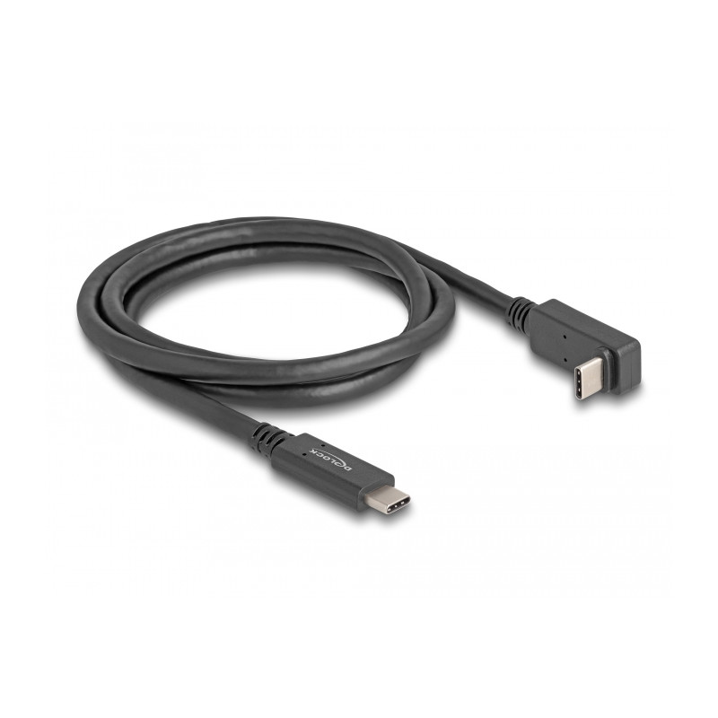 Delock USB 10 Gbps Kabel USB Type-C™ Stecker zu USB Type-C™ Stecker gewinkelt oben / unten 1 m 4K PD 60 W mit E-Marker