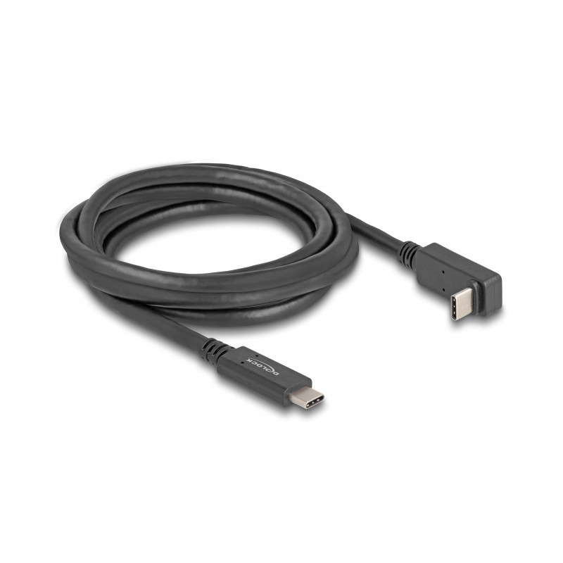 Delock USB 5 Gbps Kabel USB Type-C™ Stecker zu USB Type-C™ Stecker gewinkelt oben / unten 2 m 4K PD 60 W mit E-Marker