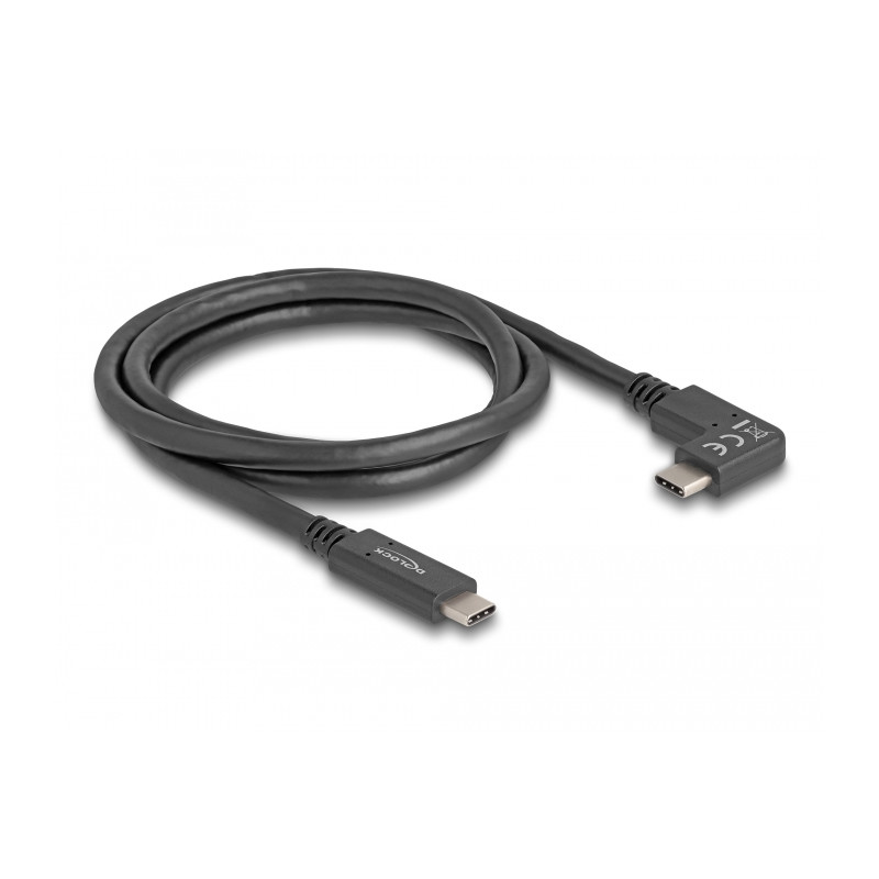 Delock USB 10 Gbps Kabel USB Type-C™ Stecker zu USB Type-C™ Stecker gewinkelt links / rechts 1 m 4K PD 60 W mit E-Marker