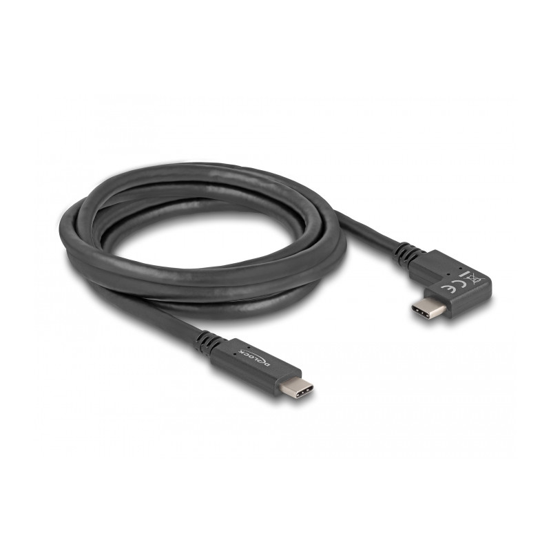Delock USB 5 Gbps Kabel USB Type-C™ Stecker zu USB Type-C™ Stecker gewinkelt links / rechts 2 m 4K PD 60 W mit E-Marker
