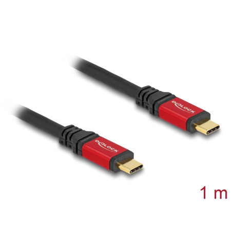 Delock USB 2.0 Kabel USB Type-C™ Stecker zu Stecker PD 3.0 100 W E-Marker 1 m rot Metall