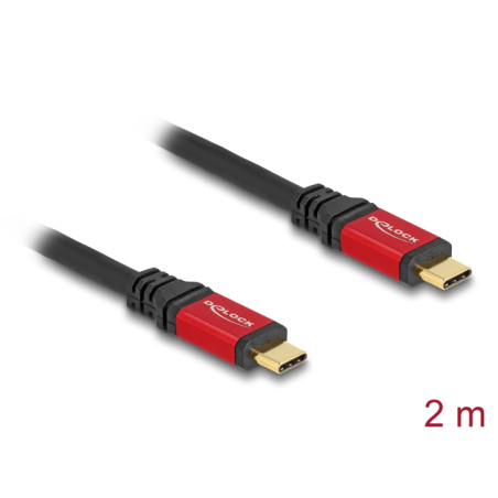 Delock USB 2.0 Kabel USB Type-C™ Stecker zu Stecker PD 3.0 100 W E-Marker 2 m rot Metall