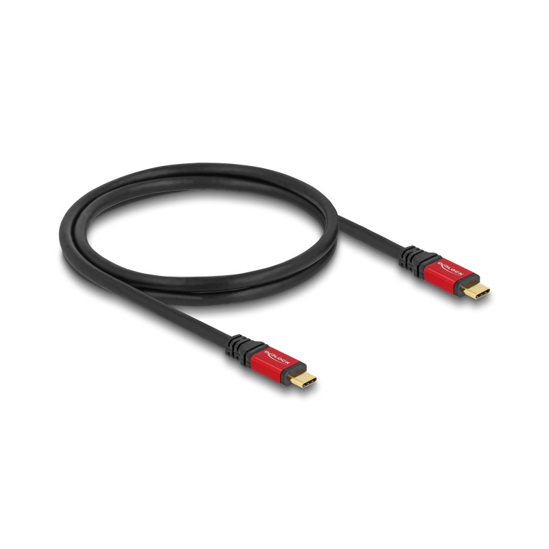 Delock USB 5 Gbps Kabel USB Type-C™ Stecker zu Stecker PD 3.0 100 W E-Marker 1 m rot Metall