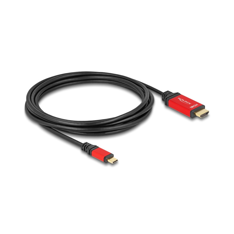 Delock USB Type-C™ zu HDMI Kabel (DP Alt Mode) 8K 60 Hz mit HDR Funktion 3 m rot