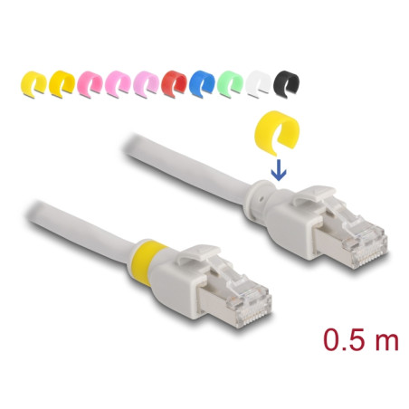 Delock Netzwerkkabel RJ45 Cat.6A S/FTP mit farbigen Clips 0,5 m