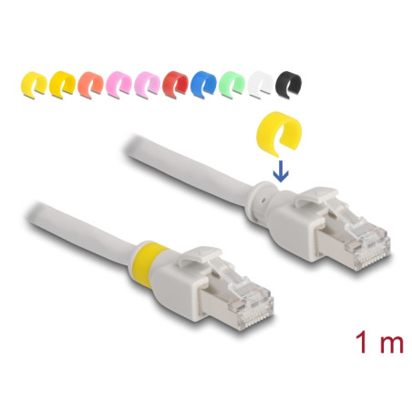 Delock Netzwerkkabel RJ45 Cat.6A S/FTP mit farbigen Clips 1 m