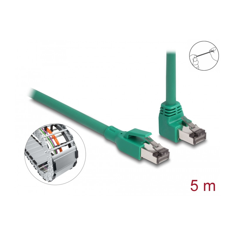 Delock RJ45 Netzwerkkabel PROFINET SF/UTP 90° gewinkelt 5 m grün