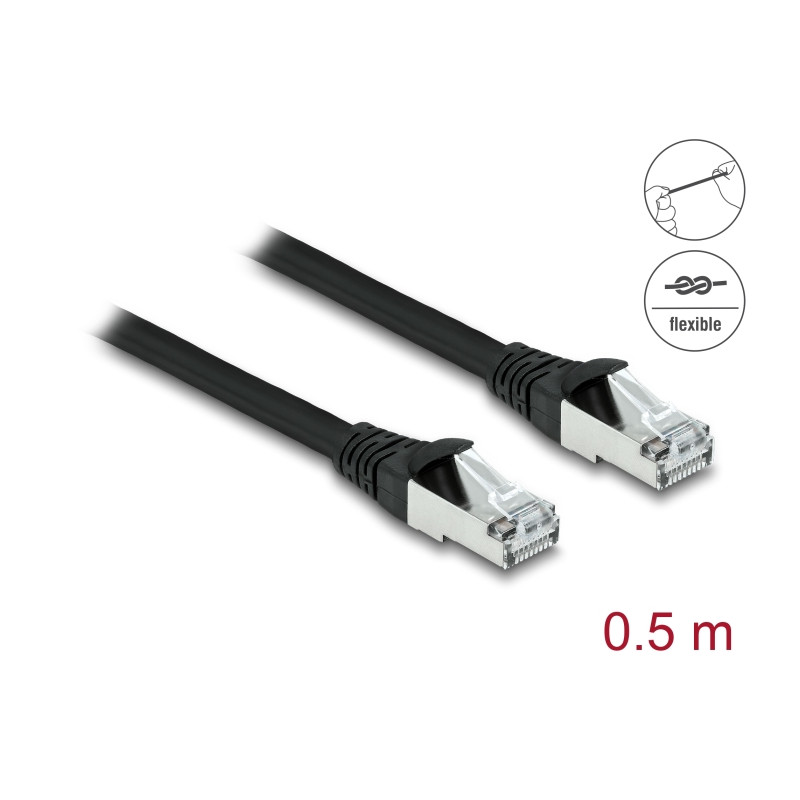 Delock RJ45 Netzwerkkabel Cat.6A S/FTP PUR Outdoor 0,5 m schwarz