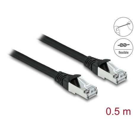 Delock RJ45 Netzwerkkabel Cat.6A S/FTP PUR Outdoor 0,5 m schwarz