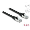 Delock RJ45 Netzwerkkabel Cat.6A S/FTP PUR Outdoor 0,5 m schwarz