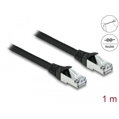 Delock RJ45 Netzwerkkabel Cat.6A S/FTP PUR Outdoor 1 m schwarz