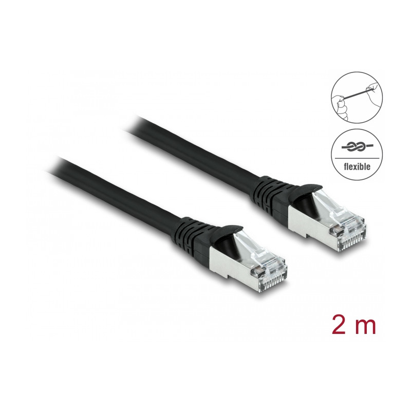 Delock RJ45 Netzwerkkabel Cat.6A S/FTP PUR Outdoor 2 m schwarz
