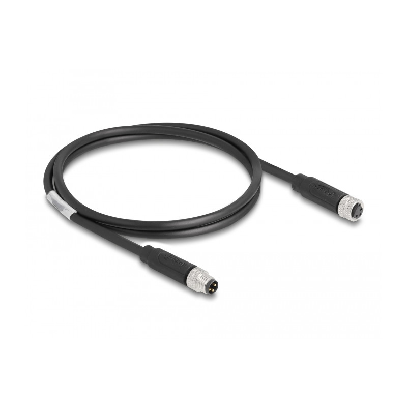 Delock M8 A-kodiert 3 Pin Kabel Stecker zu Buchse PUR (TPU) 1 m