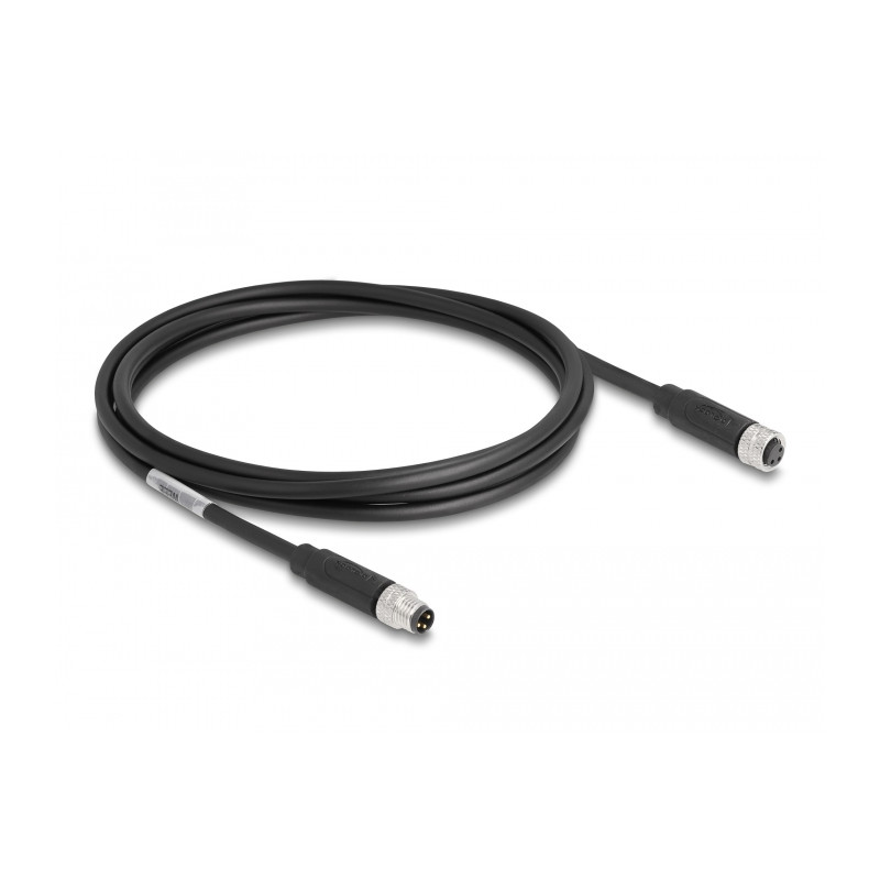 Delock M8 A-kodiert 3 Pin Kabel Stecker zu Buchse PUR (TPU) 2 m