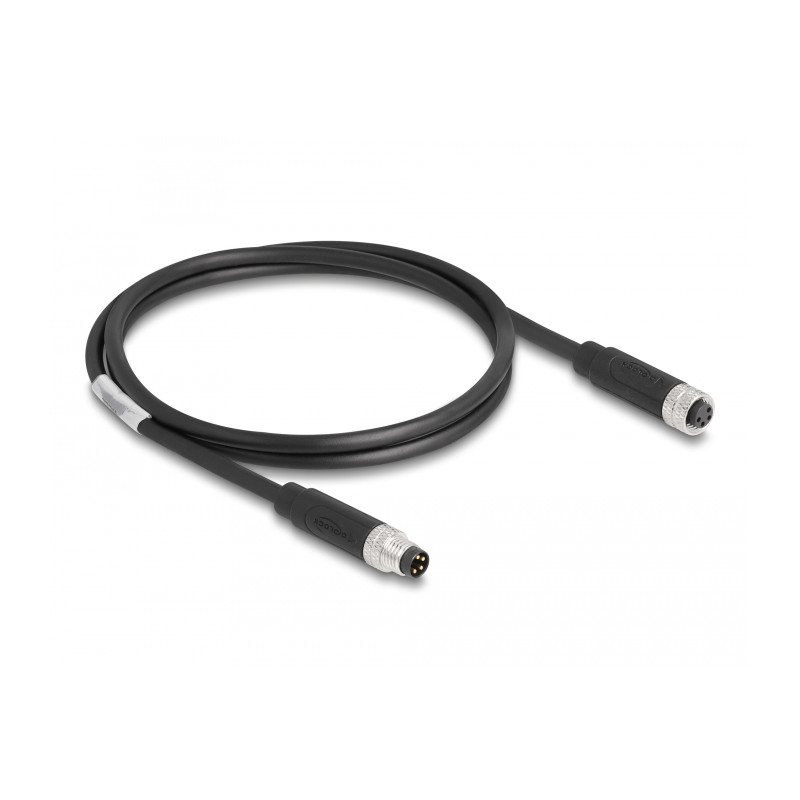 Delock M8 A-kodiert 4 Pin Kabel Stecker zu Buchse PUR (TPU) 1 m