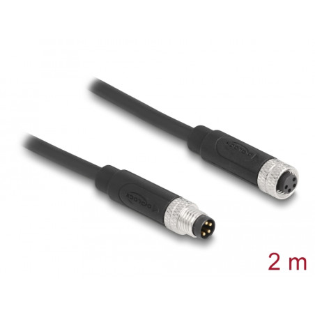 Delock M8 A-kodiert 4 Pin Kabel Stecker zu Buchse PUR (TPU) 2 m