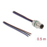 Delock M8 Einbaukabel A-kodiert 3 Pin Stecker für Panel mit offenen Kabeln Front Montage 0,5 m