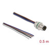 Delock M8 Einbaukabel A-kodiert 4 Pin Stecker für Panel mit offenen Kabeln Front Montage 0,5 m