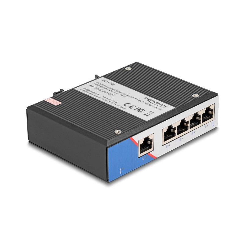 Delock Industrie Gigabit Ethernet Switch 5 Port RJ45 für Hutschiene