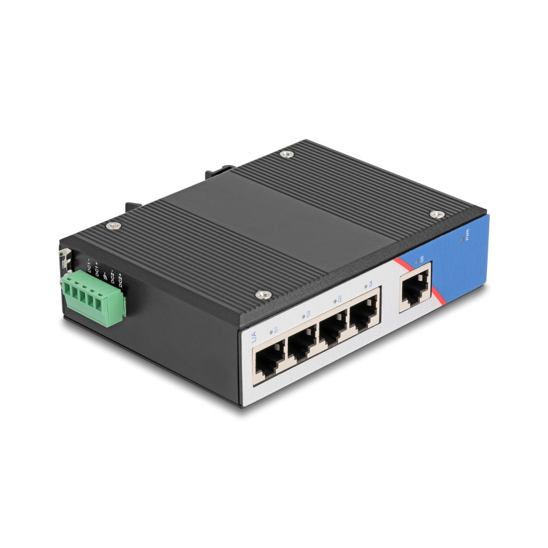Delock Industrie Gigabit Ethernet Switch 5 Port RJ45 für Hutschiene