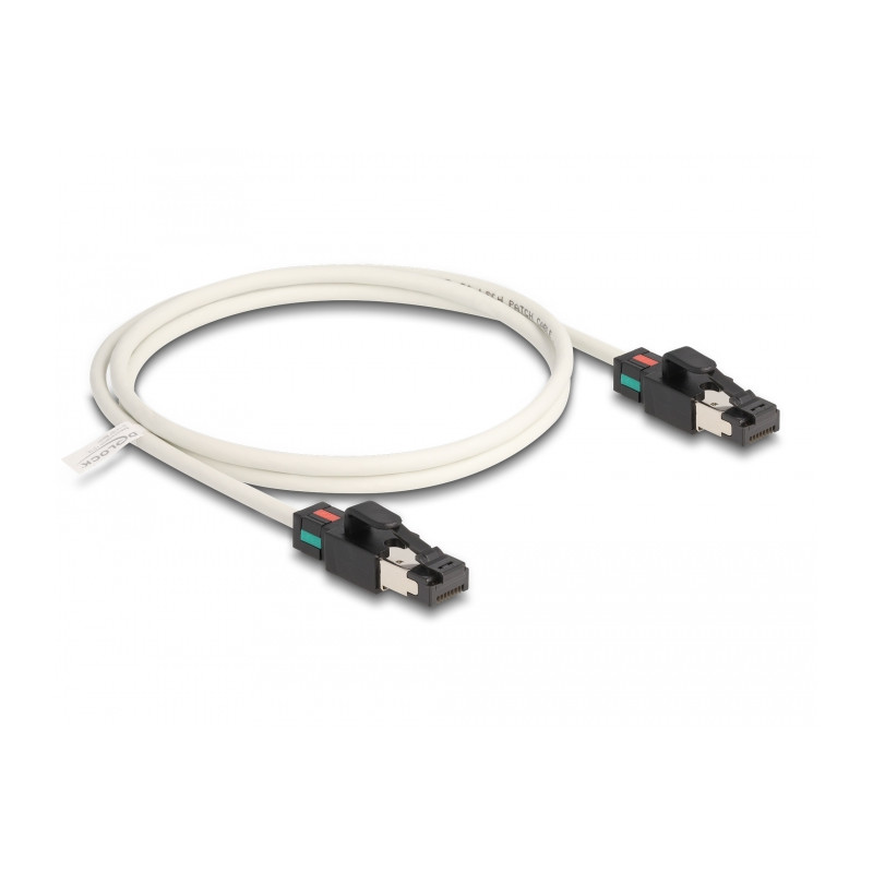 Delock Netzwerkkabel RJ45 Stecker zu Stecker Cat.6A S/FTP mit drehbarer Farbmarkierung 1 m weiß