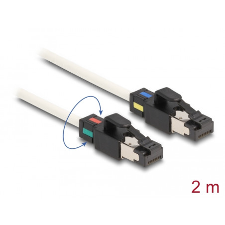 Delock Netzwerkkabel RJ45 Stecker zu Stecker Cat.6A S/FTP mit drehbarer Farbmarkierung 2 m weiß
