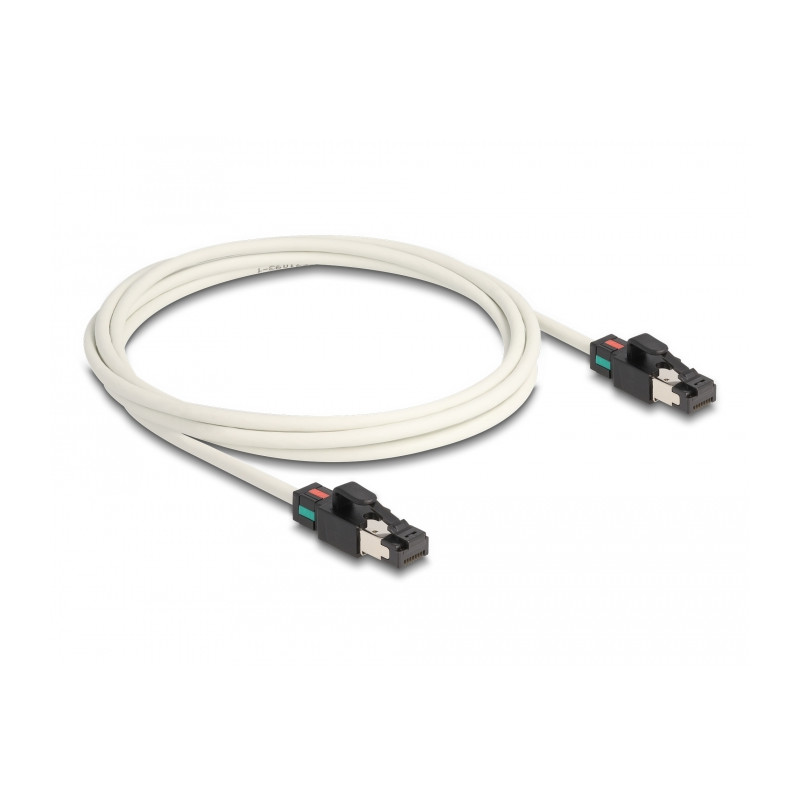 Delock Netzwerkkabel RJ45 Stecker zu Stecker Cat.6A S/FTP mit drehbarer Farbmarkierung 2 m weiß