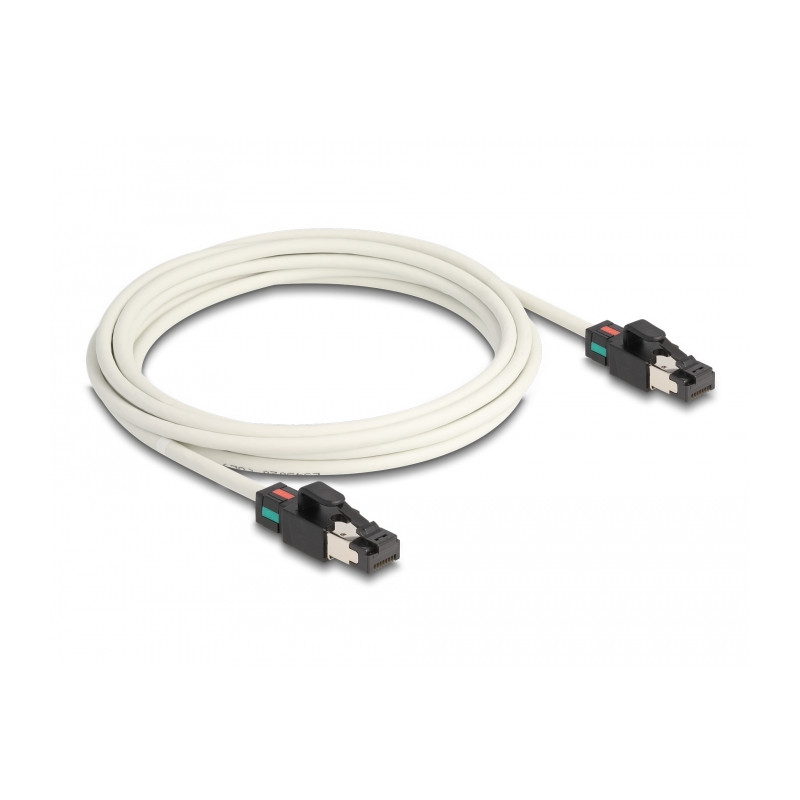 Delock Netzwerkkabel RJ45 Stecker zu Stecker Cat.6A S/FTP mit drehbarer Farbmarkierung 3 m weiß